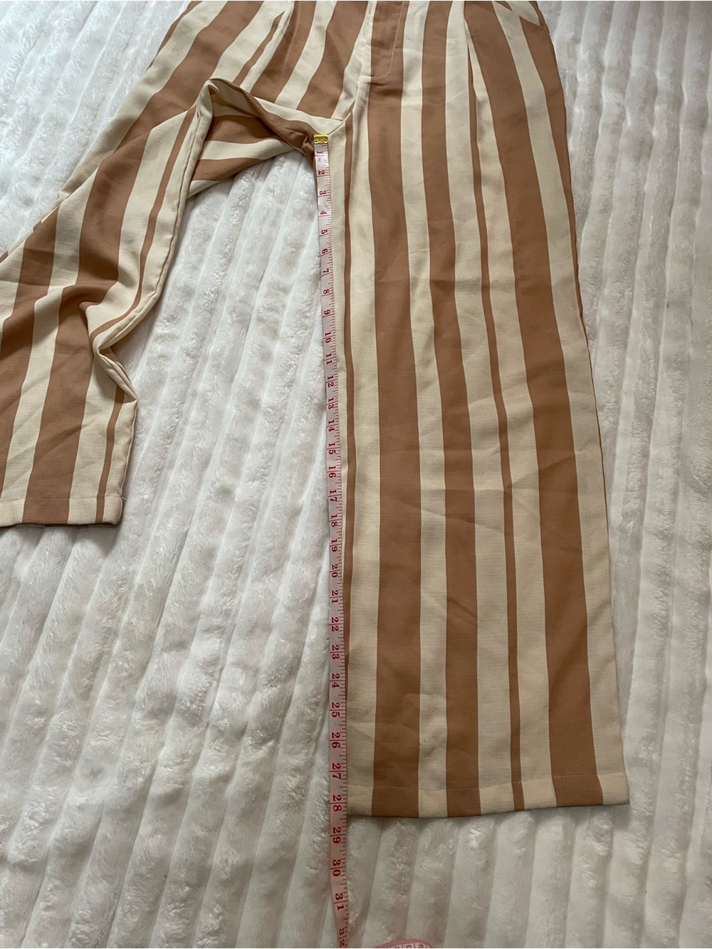 High-Rise Wide-Leg Striped Pants in Tan and Cream - Picture 5 of 15